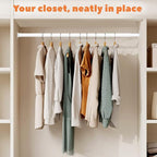 Closet Rod 50-75 Inches, Adjustable Heavy Duty Metal White Closet Rods for Hanging Clothes 1.3 Inches Diameter for Wardrobes Laundry