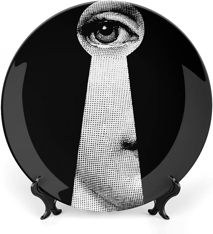Lina Cavalieri Plate, Wall Decorative Plate, Mysterious Face Plate Wall Hanging Decoration,Including Bracket And Special Spring HooK,style-14,10inch