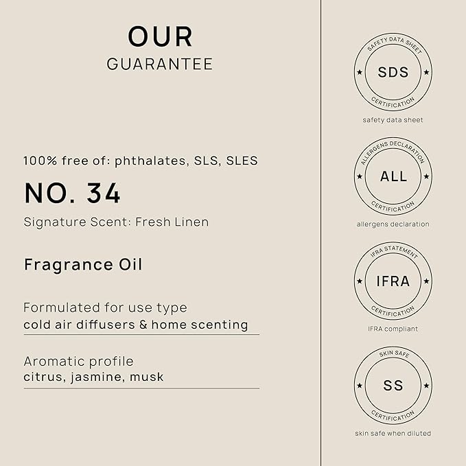 VINEVIDA [32 Fl Oz] Fresh Linen Diffuser Oil - Hotel Fragrance, Cold Air Diffuser - Hotel Oil Scents - Home Scent