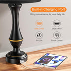 Seealle Upgraded Touch Lamps for Night Stands Set of 2 - Bedside Lamps with USB C+A, 3 Way Dimmable for Bedroom Living Room End Tables Office (Black)