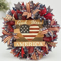 Patriotic Wreaths for Front Door, New 250th Anniversary Decorations, 4th of July Decorations Outdoor, Handcrafted Memorial Day Wreaths, Festival Celebration USA Flag Printed Wreath (A)