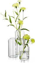 Glass Bud Vases for Flowers - Hewory Blown Modern Small Glass Vases for Centerpieces Set of 3, Mini Clear Bulk Flower Vases for Wedding Party Events Home Decor Floral Arrangements (Not Include Flower)
