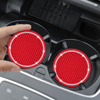 COCASES Car Coasters, 4 Pack Vehicle Bling Car Coaster, Universal Rhinestone Coaster for Cup Holders, Car Interior Accessories Silicone Car Coasters for Women(2.75'' Red, White Crystal Circle)