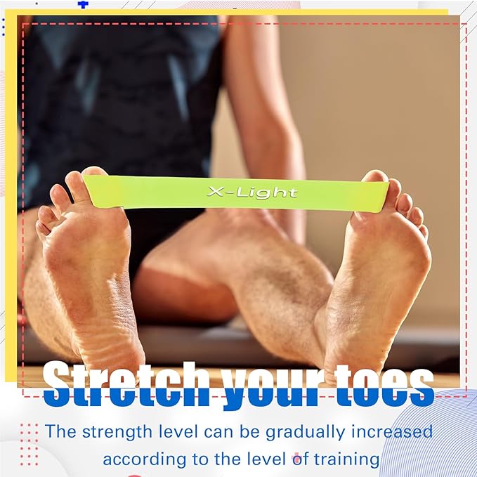 Set of 5 Toe Stretcher Band Separator Spacer Bunion Correction Hallux Valgus Alignment Foot Stretcher Straightener Resistance Loop Yoga Exercise Foot Care with Carry Bag(Multicolor)