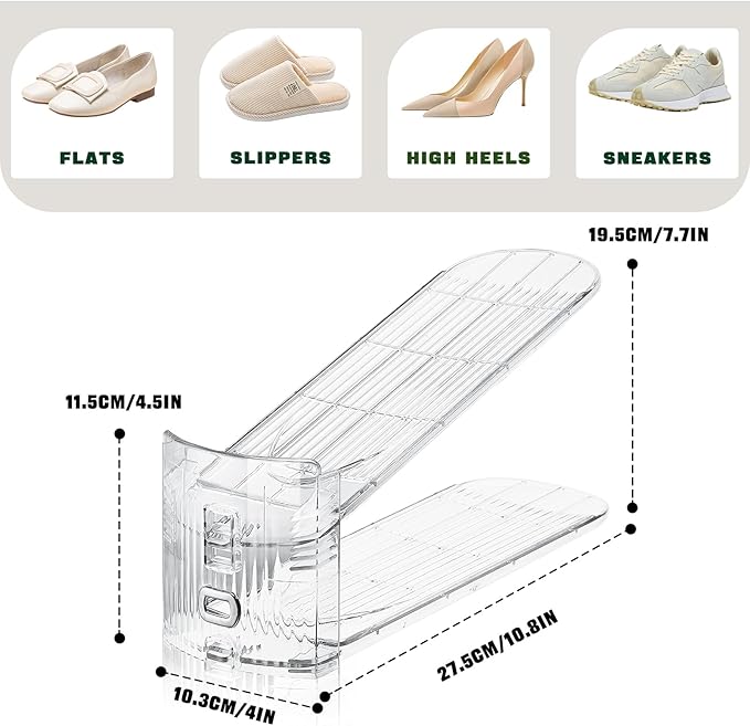 Shoe Slots Organizer for Closet,30 Pack Shoe Stacker Shoes Rack Organizer for Closet Space Saver Storage Shoe Holder Organization(Transparent)