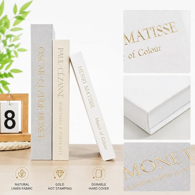 Decorative Books for Home Decor,Set of 3 Aesthetic Faux Books with Storage Box,Linen Fake Books for Coffee Table,Bookshelf & Mantle Decor,Modern Decorative Book Set(grey)