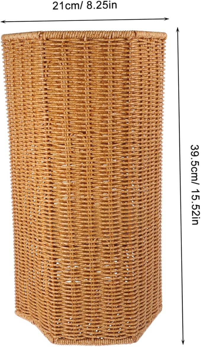 Uonlytech Artificial Rattan Umbrella Stand Plastic Storage Holder for Entryway Indoor Use Freestanding Design for Long Folding Umbrellas Decorative Organizer for Home Office