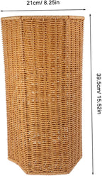 Uonlytech Artificial Rattan Umbrella Stand Plastic Storage Holder for Entryway Indoor Use Freestanding Design for Long Folding Umbrellas Decorative Organizer for Home Office