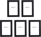 Amazon Basics Rectangular Photo Picture Frame, 6 x 4 inches, Pack of 5, Black