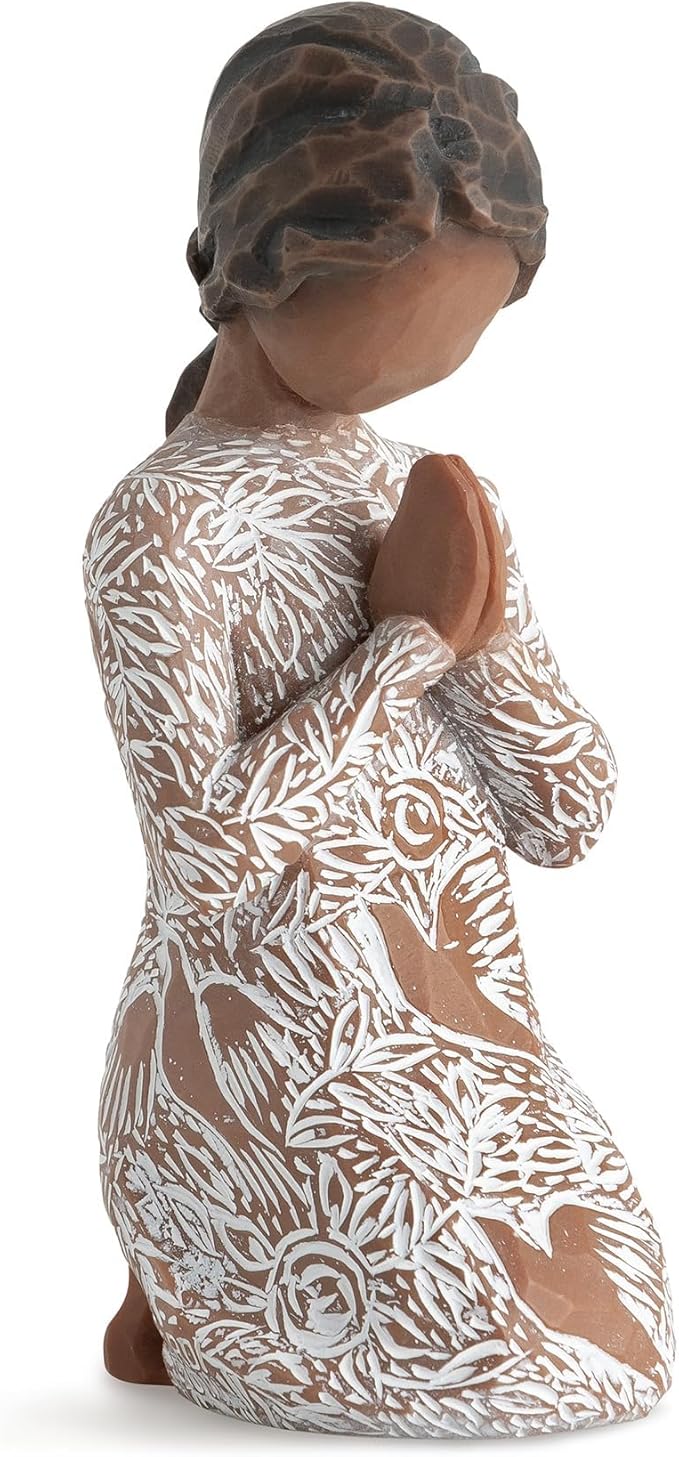 Willow Tree Prayer of Peace (Darker Skin), Seeking The Quiet Within, Expresses Sympathy, Comfort, Remembrance, Healing, Sculpted Hand-Painted Figure