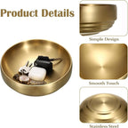 8.3" Golden Key Bowl for Entryway Decorative Key Holder Round Fruit Dish Stainless Steel Catch All Bowl for Coffee Table Kitchen Counter Home Decor
