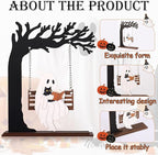 Funny Halloween Desktop Swing Decor, Spooky Indoor Home Decor for Living Room/Kitchen/Tabletop, Gothic Fall Themed Desktop Ornament, Unique Halloween Decoration for Women (Ghost)
