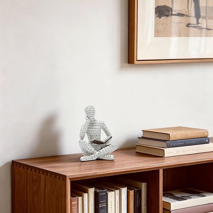 Abstract Art Pulp Reading Thinker Statue, Modern Aesthetic Resin Sculpture, Home Decoration Ornaments Collectible Figurines for Living Room Bedroom Office Desk Shelf Coffee Table Bookshelf Decor