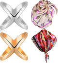 SYWDUDUCLT Scarf Ring for Women's Shawl, Silk Neckerchief, Tshirt, Gold/Sivler, S/M/L, 2 Pcs