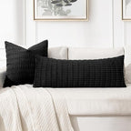 MIULEE Pack of 1 Black Long Body Lumbar Decorative Throw Pillow Cover 14x36 Inch for Halloween Bed Couch Sofa Living Room Soft Boho Pillow Cover Modern Farmhouse Home Decor