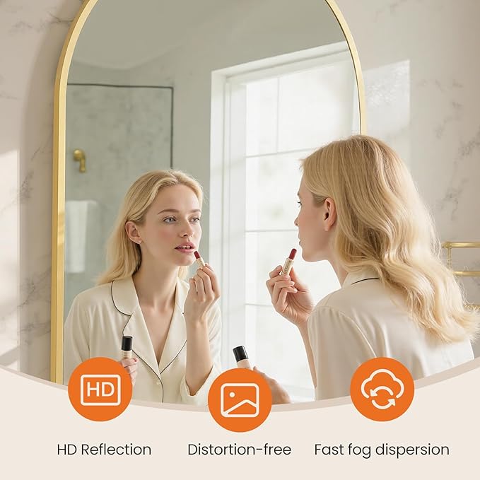 Sweetcrispy 22"x 30" Arched Gold Bathroom Mirrors for Wall, Bathroom Mirrors for Over Sink, Metal Framed with HD Shatter-Proof Glass for Entryway, Living Room, Bedroom, Dressing Room, Home Decor