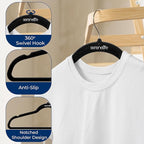 SereneLife 20 Pack Velvet Hangers – Non-Slip Clothes Hangers with Heavy Duty Design, Slim Space-Saving Coat Hangers with 360° Swivel Hook, Strong Lightweight Closet Organizer Set for Clothes (Black)