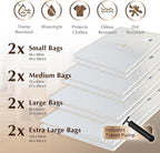 GENIE SPACE Vacuum Storage Bags for Clothes and Bedding – Variety 8-Pack (2 XL, 2 L, 2 M, 2 S), Airtight, Reusable and Odor-Proof Space Saver Bags with Double Zipper Seal and Hand Pump