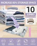 Vacuum Storage Bags for moving, Vacuum Seal Bags for Memory Foam, Latex, Clothing & Bedding, Space Saver Bags for Organization and Storage(10 Jumbo)