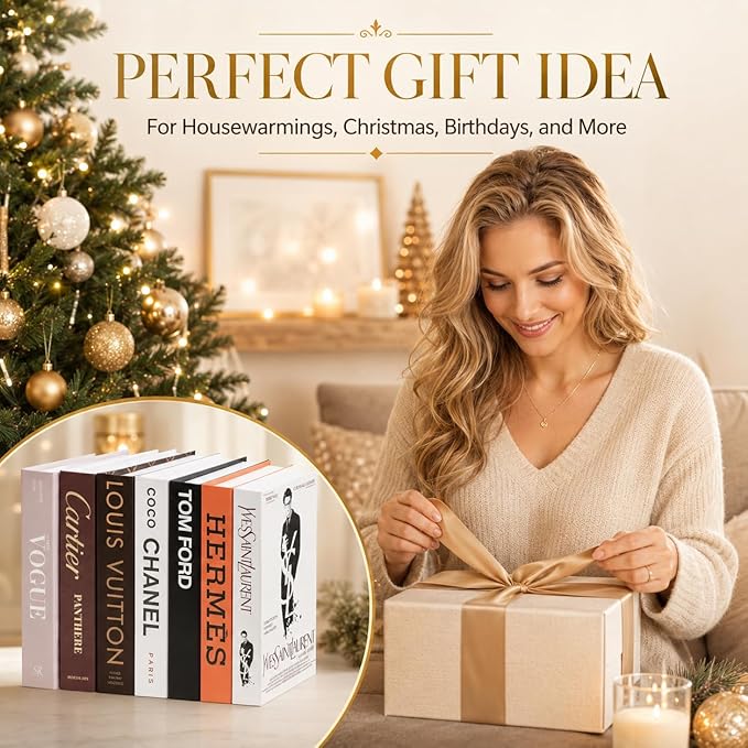 PROBENEX Suite Faux Decorative Books Set of 7 | Not Real Books(Cardboard Boxes) | Bulk Pricing for Home Staging, Interior Design & Airbnb | Luxury Designer Coffee Table | Modern Shelf Decor