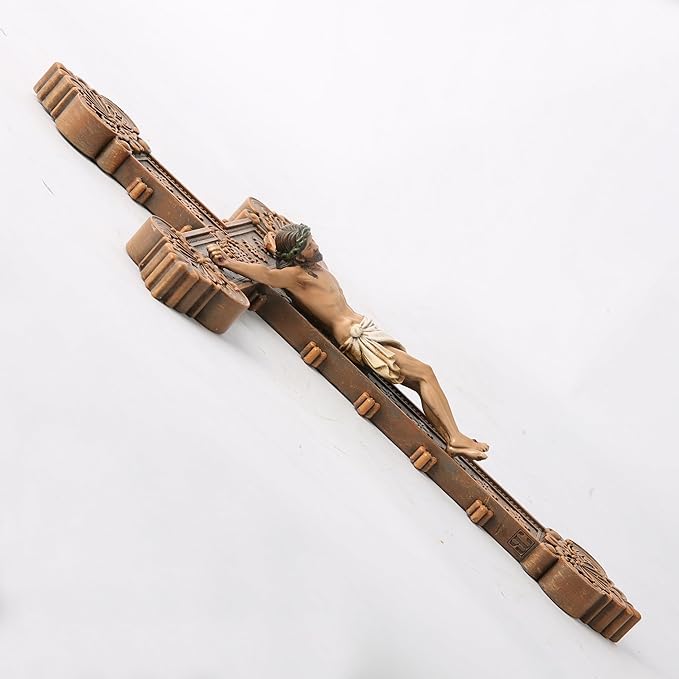 BC Catholic Crucifix Wall Cross, Holy Cross, Religious Gift, Hand-painted in Vintage Style Full Color, 12"H by Buildclassic