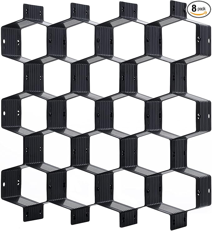 Honeycomb Separator Adjustable Drawer Organizer Divider for Underwear Belt-Scarf Socks Organizer (Black)