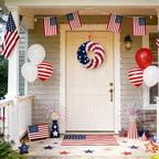 Idyllic 20 Inch Patriotic Wreath, PE Roses with Metal Stars, Suitable for Front Door, Wall, Home Decoration & Memorial Day, 4th of July Decorations