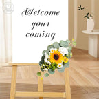 Odouzy Artificial Wedding Arch Flowers for Wedding Sign,Set of 2 for Welcome Ceremony Sign,Faux Floral Swags,Banquet and Reception Backdrop Floral Decoration (Green&Sunflower)