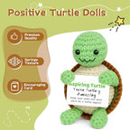 DAFURIET Positive Crochet Turtle Gifts for Women: Handmade Funny Crochet Animal Gifts for Birthdays, Valentine's Day, New Year, Thanksgiving, and Easter – Cheering Up Men, Friends and Coworkers