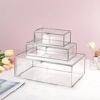 Hipiwe Vintage Silver Rectangle Jewelry Display Organizer Box with Lid, X-Large, USSN202312DUH