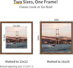 16x16 Picture Frame 3 Pack - Brown Poster Frame Display Pictures 12x12 with Mat or 16 x 16 Without Mat for Wall Hanging Horizontal and Vertical