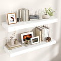 Venusmiles Floating Shelves for Wall, 40" W x 12" D x 2" H, 2 Pack of Long Wall Mounted Engineered Wood Shelves with Invisible Brackets for Living Room, Bedroom, Bathroom, Kitchen Decor, White