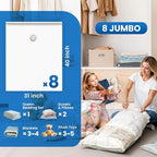 TAILI 8 Pack Vacuum Storage Bags for Comforter and Blankets, Jumbo Vacuum Seal Bags for Bedding 40x31 Inch, Space Saver Bags for Clothes, Pillows, Saving More Closet Space