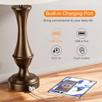Seealle Upgraded Touch Lamps for Night Stands Set of 2 - Bedside Lamps with USB C+A, 3 Way Dimmable for Bedroom Living Room End Tables Office (Beige& Brown)
