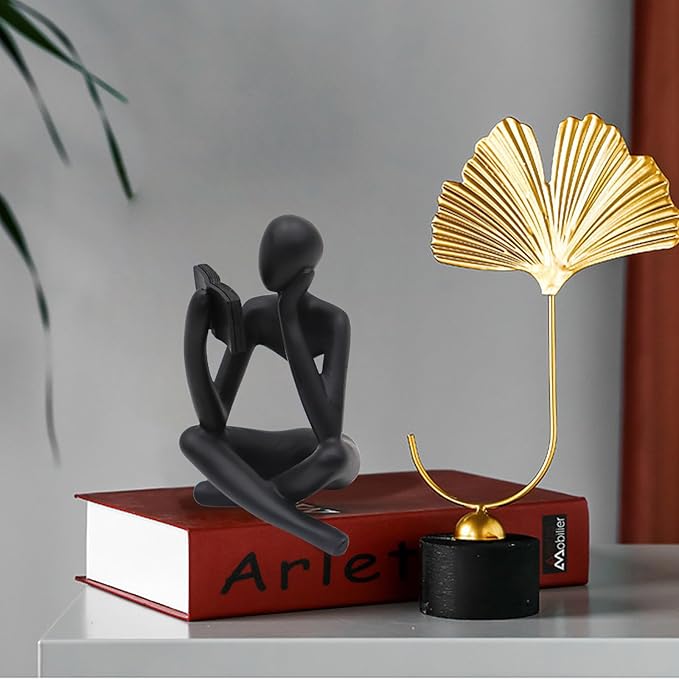 Jinkoozz Reading Women Statue, Thinker Sculptures, Abstract Art Ornament, Modern Aesthetic Figurine Decoration, Suitable for Home Living Room Bedroom Office Shelf Table Desk Bookshelf Decor