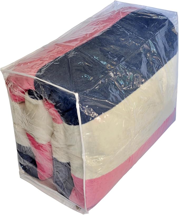 Clear Vinyl Storage Bags with Zipper 24x20x11 Inch, Clothes Bag Organizer, Space Saver PVC Comforter Clear Storage Bags for Blanket, King Size Pillows Storage,Linen Storage (3 Pack)