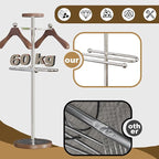 Metal Valet Stand with Tray, Clothes Valet Stand for Men with 2 Suit Hangers, Multifunctional Suit Valet Stand with Sturdy Base, for Entryway, Bedroom, Office H:54.33IN