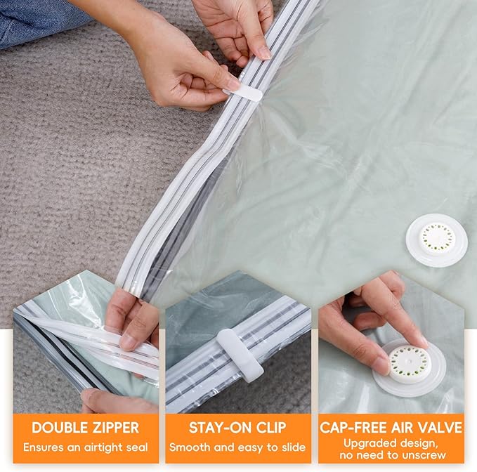 Vacuum Storage Bags - 8 Extra Large Jumbo storage Space Saver Bags (40x31 Inch) for Bedding,Comforters,Blankets,Clothing,Pillows,Jackets,Coats - Vacuum Seal Bags for Home Organization