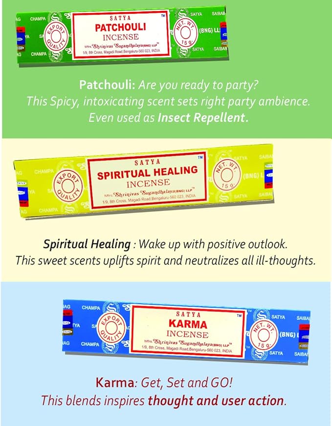 Nag Champa Incense Sticks Variety- Pack (12 Incenses, 140+ Sticks)