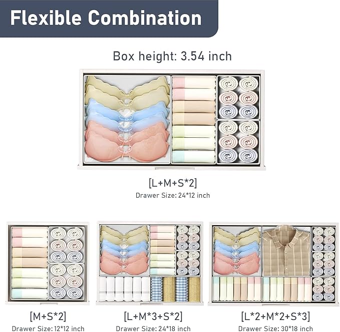 DIMJ Drawer Organizer Clothes Storage - 26 Pack Baby Dresser Organizer for Nursery, Small Fabric Closet Drawer Organizer Bins for Underwears Socks, Foldable Storage Dividers Organization for Bedroom