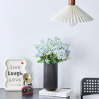 Black Ceramic Flower Vase for Pampas Grass, 8 inch Small Decorative Centerpiece Ribbed Vase for Dining Table, Office Desktop, Shelf Bookshelf, Mantel, Entryway, Bathroom, Countertop, Farmhouse, Gift