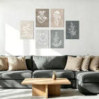 BINCUE Neutral Botanical Plant Canvas 6 Pieces Wall Art Rustic Wall Decor Farmhouse Wall Paintings Botanical Prints Simple Plants Wall Pictures Minimalist Flower Decor for Living Room Bedroom Bathroom Office Dining Room 12"x 16"