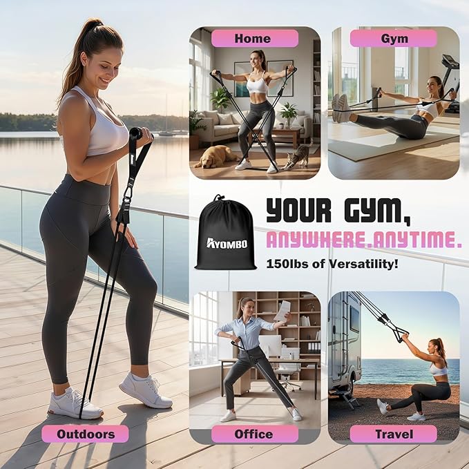 Resistance Bands with Handles for Women, Exercise Bands Set for Physical Therapy Yoga Pilates, 5 Level Workout Bands for Working Out with Door Anchor, Home Gym Fitness Equipment
