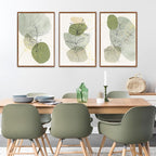 KAlRNE Boho Botanical Framed Canvas Wall Art Set of 3(24”X36”),Abstract Sage Green Wall Decor,Minimalist Watercolor Picture,Modern Geometric Black Line Art Prints For Living Room Bedroom Office