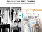 Upgrade Azeroth Pants Hangers 4 Pack Space Saving S-Type Stainless Steel Clothes Pants Hangers,Anti-Slip Design,Clothes Closet Storage Organizer for Pants Jeans Trousers Skirts Scarf