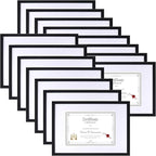 Lyeasw 8.5x11 Picture Frame Black 15 Pack, Display 8.5x11 Certificate with Mat or 11x14 Picture without Mat, Multi Award Diploma Document Frame for Wall or Tabletop