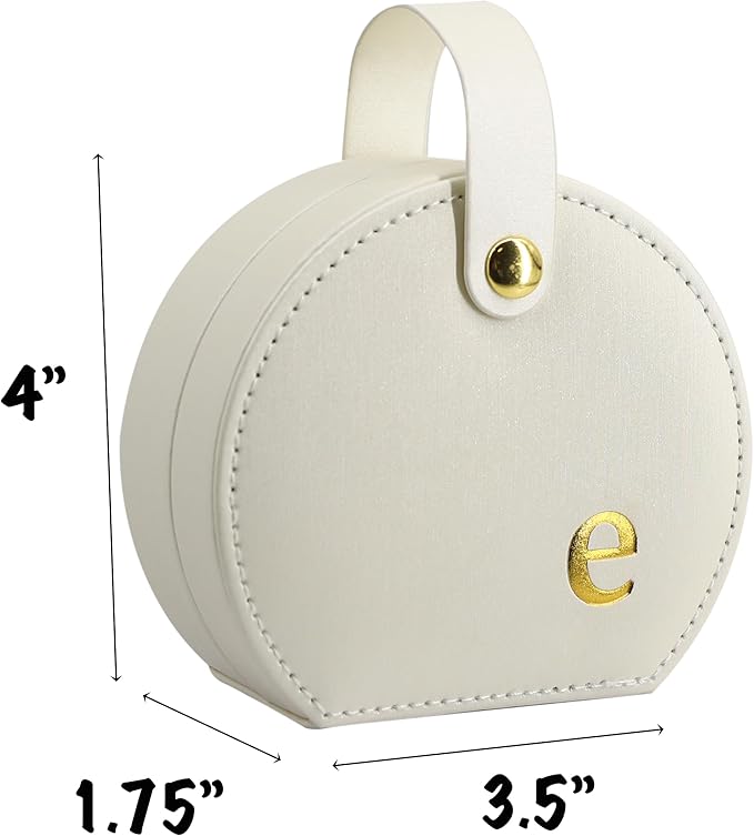 COLLECTIVE HOME - Travel Jewelry Case, Elegant Half-Moon Design with Gold Monogram, Detachable Handle, Personalized Accessory Organizer, Gift for Fashion-Forward Women and Teens (e)
