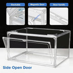 HIYOHIYO 2-Pack Acrylic Clear Stackable Shoe Boxes, 360 Clear Acrylic Display Shoes Boxes, Fully Transparent Display Box with Magnetic Door, Clear Shoe Storage Boxes Stackable, Size 14