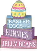 Lineshading 4 Pcs Easter Table Decoration Wooden Pastel Egg - No Assembly Required Reusable Happy Easter Tiered Tray Decor, Perfect for Home Kitchen Shelf Party Farmhouse Centerpieces & Holy Week Gift