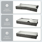 2-Pack Under Bed Storage, 6 Inches Tall Closet Organizers and Storage Bins with Sturdy Sidewalls/Bottom/4 Handles, Black